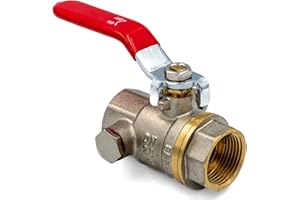 KNM TRADE Robinet à boisseau sphérique avec poignée à levier et vidange, laiton nickelé, filetage intérieur - filetage intérieur 1/2 pouce