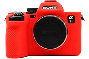 FOTOKINA Camera Case for Sony A7RV A7R5- Protective Silicone DSLR Skin Cover, Detachable Cage, Shockproof, Dustproof (Red)