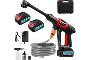 wowspeed Cordless Pressure Washer 1500W with 2 * 3Ah Batteries, 21V Handheld Pressure Washer Kit, High Pressure Washers with 2 Nozzles, 16.5ft Hose, Cordless Power Jet Wash for Car Gardening
