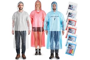 Aolegoo 6 Pack Ponchos Waterproof with Sleeves and Drawstring Hood, Thickened Portable Adult Disposable Waterproof Poncho Ideal for Festival Waterproofing, Camping, Theme Parks