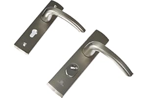 Bricard 9920151 Ensemble de Poignées Blindées sur Plaque EMUST Béquille pour Porte d’Entrée (pour Cylindre Européen), Coloris INOX