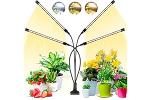 Wolezek Grow Lights for Indoor Plants, 80 LED 4 Heads Full Spectrum Grow Light with Clip, Plant Light with 5000K 3000K 660nm LED Chips, Auto Timer 6 12 16 Hrs, Grow Lamp for Seed Starting