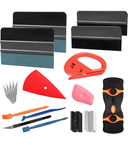 Kit Raclette 23 Pièces Shallyong – Outils Pro Pour Pose Film Voiture, Vinyle, Stickers Et Covering