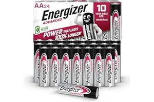 Energizer Advanced - Pilas AA (Paquete de 24) - 1,5V Baterías Alcalinas de Larga Duración - Alta Potencia - Made in EU - Embalaje 100% reciclable - 10 años de Vida útil [Exclusivo en Amazon]