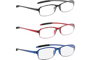 NRDIK PROFLEX LIGHTWEIGHT lunettes de lecture (pack de 3) antichoc, anti-rayures, souple, flexible, antidérapant, unisexe (femmes + hommes), force +1,0, +1,5, +2,0, +2,5, +3,0, +3,5