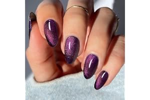 JMEOWIO Autocollant Ongles Gel UV Œil Chat Violet Foncé Gel Nail Stickers Semi-durci Stickers Ongle Gel Deco Ongle Nail Art Design Manucure
