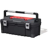 Keter 17181010 Alet Kutusu Master Pro Serisi Alet Kutusu 26 in&ccedil; Metal Mandal, Plastik, Kırmızı/G&uuml;m&uuml;ş