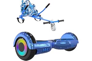 ELEKGO Hoverboards for Children, 6.5 Inch Self-Balancing Hoverboard with Go-kart and LED Lights, Bluetooth Speaker for Teenagers