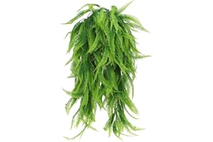 DXLing 2 Stück 80cm Kunstpflanze Hängepflanze Künstlich Boston Farn Hängende Efeugirlande Plastikpflanzen Kunststoff Pflanzen