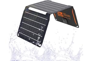 FlexSolar 15W Portable Solar Panel Charger (5.5V/2.9A Max) Waterproof Foldable IP67 with USB Port Compatible with iPhone Xs/X/8/7, iPad, Camping, Backpacking