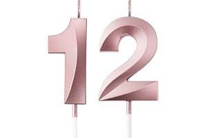 12th Geburtstagskerzen, FAINCA Zahlen Kerzen, 5 CM Roségold Geburtstagskerze, für Geburtstagskerzen für Torte Jubiläum, Meilensteinzeitalter