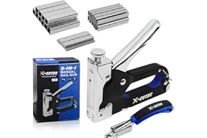 X-COTEC Graffatrice Manuale, Sparapunti per Legno 3 in 1, Graffettatrice Robusta, Spillatrice per Legno per Tappezzeria, Pistola Sparachiodi con 3000 Graffette, Professionale Spara Chiodi per Legno