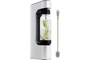 Twenty39 qarbo LUXE Premium Metal Sparkling Water Maker Machine - Soda Beverage Carbonator for Home, Seltzer & Carbonated Beverage Dispenser, Water Carbonation Fizz Maker (Amalfi Silver))
