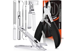 INXEN Toe Nail Clippers Set for Thick Ingrown Nails, Professional Nail Clippers with 45° Curve Blade and 360°Rotating Head Nail Clippers, Pedicure Sets for feet Toenail Scissors for Seniors Men Women,Black