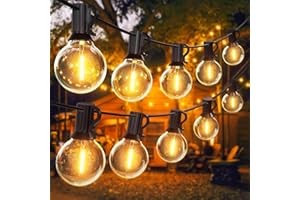 SUWIN 150FT LED Festoon Lights Outdoor, G40 Outdoor String Lights Mains Powered, IP45 Waterproof Garden Lights with 75+2 Globe Bulbs, Outside Patio Lights for Cafe Party
