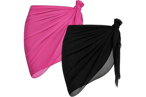 Kiiwah 2 st Pareo Sea Dam, Sarong Täcker Kjolar, Bikiniöverdrag Multipurpose Beach Wrap, Chiffong Kort Baddräkt Täcker För Semester Party Strandkläder