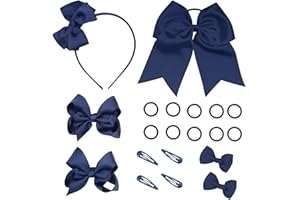 Bekecidi 20 sztuk kokardek zestaw akcesoriów do włosów kokarda spinka do włosów kokarda spinki do włosów gumowa opaska kokarda opaska na głowę wstążka dla dziewcząt dzieci (granatowy)