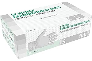SF MEDICAL PRODUCTS GMBH SF Nitril rękawiczki jednorazowe S białe, 100 sztuk/pudełko, białe rękawiczki nitrylowe, rozciągliwe jednorazowe rękawiczki z nitrylu, bez talku, lateksu, odporne na pękanie, gumowe rękawice