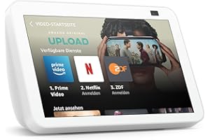 AMAZON Echo Show 8 (2. Generation, 2021) | HD-Smart Display mit Alexa und 13-MP-Kamera | Weiß | Zertifiziert und generalüberholt