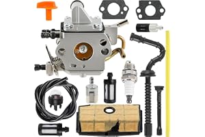 ZAMDOE 1137-120-0650 Förgasare för Stihl MS192 MS192C MS192C-E MS192C-E Z MS192T MS192TC motorsåg ersättning för Zama C1Q-S258 11371200650 med tändstiftstätningar luftfilter