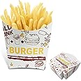 NCOALE French Fries Cup, 50PCS Creative Pattern Disposable Snack Holder Popcorn Boxes, Snack Cup Paper Box for Burger Store Home Shop French Fries Popcorn Travel Movies Night Parties