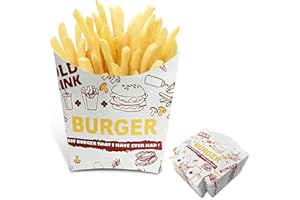 NCOALE French Fries Cup, 50PCS Creative Pattern Disposable Snack Holder Popcorn Boxes, Snack Cup Paper Box for Burger Store Home Shop French Fries Popcorn Travel Movies Night Parties