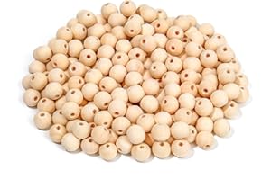 HOLDLEAF 200 Pezzi Perline in Legno Naturale 12 mm Rotonde con Fori per Braccialetti Collane Fai da Te Artigianato Decorazione