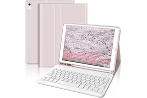 JADEMALL Funda con Teclado para iPad 9a Generación 10.2", Teclado Bluetooth Desmontable con Funda y Portalápices para iPad 9a Gen 2021/8a Gen 2020/7a Gen 2019/iPad Pro 10.5 2017 y iPad Air 3 2019, Rosa