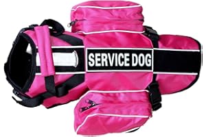 Haoyueer Service Hunderucksack, abnehmbare Satteltaschen mit Label-Patches, Größe M für einen Umfang von 50,8–61 cm, Hot Pink