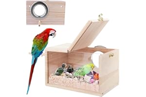 LEKEFETO Scatola di Allevamento Trasparente per Uccelli: Nido per Parrocchetta in Legno Massiccio, Gabbia di Riproduzione per Pappagalli