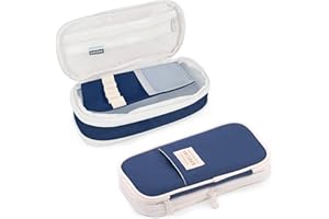 xiaoxiaozhijia Piórnik o dużej pojemności, organizer na dokumenty, piórnik do szkoły, biura, dziewcząt, chłopców, studentów, ciemnoniebieski