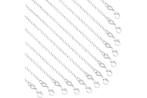 SANNIX 50 Pack Necklace Chains Bulk Silver Plated Cable Chain Pack for Jewellery Making 18 Inches