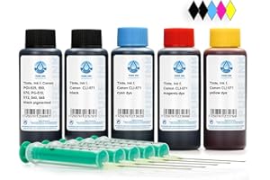 Octopus Pure Ink 5X 100 ml atrament do drukarki, kompatybilny z Canon PGI-570, CLI-571, Canon Pixma MG 5700, 5750, 5751, 5752, 5753, 6800, 6850, 6851, 6852, 6853, 7700, 7750 , 77511, , , 7752, 7753