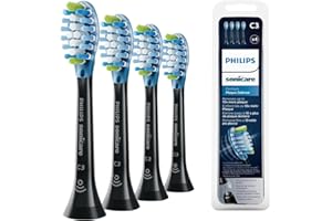 Philips Sonicare Original C3 Premium Plaque Defence Standard Sonic Toothbrush Heads - 4 Pack in Black (Model HX9044/33) (Packing May Vary)