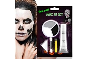 Beteligir Peinture Corporelle Noir et Blanc Peinture Visage Noir Blanc Maquillage Clown Halloween Makeup Maquillage Enfant pour Cosplay Clown Partie Cosplay SFX Maquillage Enfants Adultes