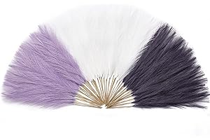 Serwalin 60pcs Pampas Grass,45cm Faux Pampas Grass Decor,Fluffy Artificial Pampas Grass for Boho Decor,Living Room,Home,Vase Filling ,Wedding Table Vase Decoration(Purple and White)