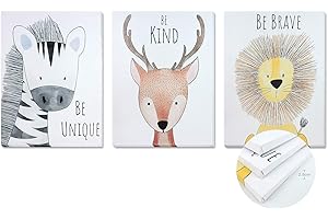TIME HOME DEVELOPMENT Cuadros con Bastidor de Madera, Lienzo Impreso para decoración en habitación Dormitorio niños - Pack tríptico 3 Cuadros con Bastidor Madera tamaño 30x40cm (Be Kind)