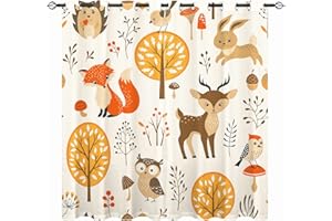 ‎YUANZU YUANZU Kinder Vorhänge Herbst Dschungel-Tiere Ösen Gardinen mit Blickdichte Thermo Vorhang Kälteschutz Blackout Curtain Kinderzimmer Schlafzimmer Verdunkelung Fenster, 2 Stück, H 160 x B 106 cm