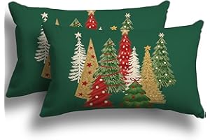 ZWJD Christmas Decor Christmas Cushion Covers 30x50 cm, Set of 2 Green Decorative Pillow Cases Winter Xmas Cushions for Festive Decoration on Living Room, Couch or Bedroom