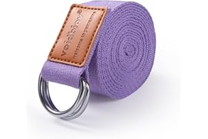 VOIDBIOV Correa de Estiramiento de Yoga 1.85-2.5M，de Cordones con Hebilla de Anillo en D de algodón Natural, Fija la Postura para Mejorar la flexibilidad del Cuerpo y Ayudar al Estiramiento Muscular