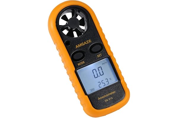 Numérique Anémomètre LCD Vitesse du Vent Compteur Téléphone Mobile Airflow Vitesse Mesure Thermomètre Dispositif pour Surf/Cerf-Volant/Vol/Voile/Surf/Pêche (Batterie Incluse) (GM816)