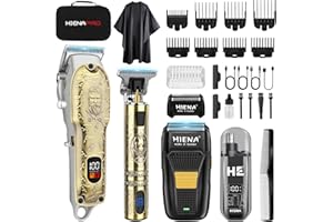 HIENA PRO Maquina de Cortar Pelo Hombre, Inalámbrico Cortapelos, Recortador de Barba, Afeitadora de Láminas, Cortapelos de Nariz, Kit Completo de Afeitado y Corte de Pelo Eléctrico (303 Set)