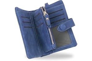 conisy Piccolo Portafoglio Donna in Pelle con blocco RFID, Compatto Portatile Corto Borsellino per Signore con portamonete