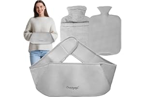 OUXAYAPL Wärmflaschengürtel 1.2 L, 3 in 1 Wärmflasche mit Bezug und Weichem Taillenbezug, Wärmflasche Gürtel aus Gummi, eignet sich zum Warmhalten an Taille, Nacken, Schultern, Rücken und Beinen