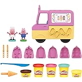 Play-Doh Peppa'nın Dondurma Kamyonlu Dondurma Seti, Peppa ve George Fig&uuml;rleri ve Toksik Madde İ&ccedil;ermeyen 5 Oyun Hamuru Kutusu,
