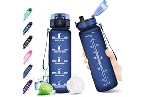 KollyKolla Botella Agua Deporte - Botella Niño 500ML, Botellas sin BPA, Prueba de Fugas, con Marcador de Tiempo de Motivación, Cantimplora para Niños, Adulto, Gimnasio, Bicicleta, Escuela, Oficina
