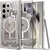 Spigen Galaxy S24 Ultra ile Uyumlu Magnet Kılıf Ultra Hybrid Mag Fit Sararmaya Dayanıklı Tasarım Bej Şeffaf Kapak - ACS07624 