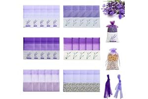 SAMSYOKI 30 Stück Lavendelsäckchen, Lavendel Beutel Leere Lavendelsäckchen Leer zum Befüllen mit Kordelzug Anti-Motten Lila Organzasäckchen Duftsäckchen für Lavendel Gewürz Kräuter