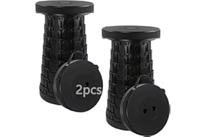 HVDHYY Telescopic Folding Stools for Adults 2pcs Max Load 460lbs/210KG Camping Foldable Stool Seat Portable Collapsible for Outdoor BBQ Garden Camping Indoor (Black)