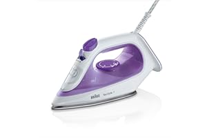Braun TexStyle 1 Plancha de V apor con Suela con Revestimiento SuperCeramic, Planchado Ligero y Rápido, Calentamiento Rápido, Modo Eco, Rellenado Fácil 220ml, 2000W, SI 1080 VI, Blanco, Violeta